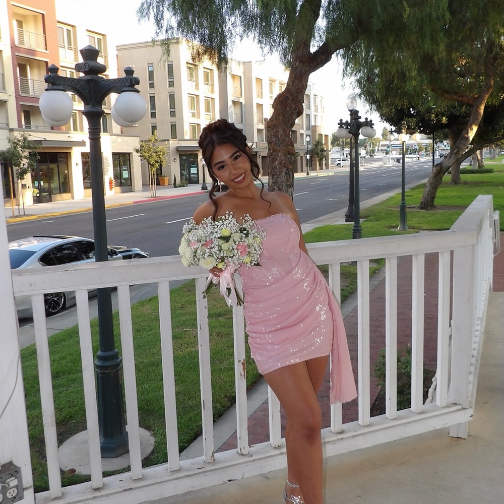 Elegant Pink Sequin Dress